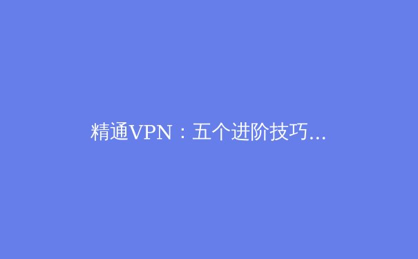 精通VPN：五个进阶技巧，让您的网络连接更快、更稳、更安全 - 2